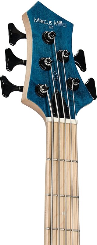 Sire Marcus Miller M2 5-String Electric Bass, Transparent Blue, Headstock Left Front