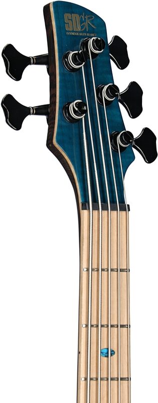 Ibanez SR1425 Premium Electric Bass, 5-String (with Gig Bag), Caribbean Green, Scratch and Dent, Headstock Left Front