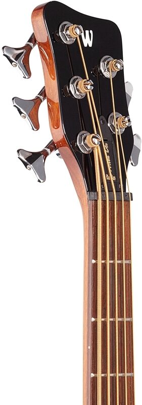 Warwick RockBass Alien Deluxe Thinline Hybrid Acoustic-Electric Bass, 5-String (with Gig Bag), Natural, Headstock Left Front