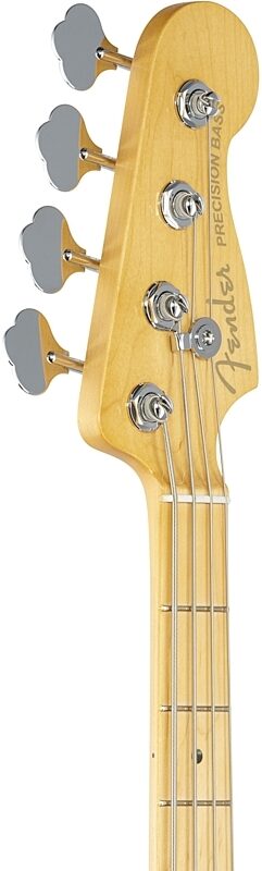 Fender American Ultra Precision Electric Bass, Maple Fingerboard (with Case), Arctic Pearl, Headstock Left Front