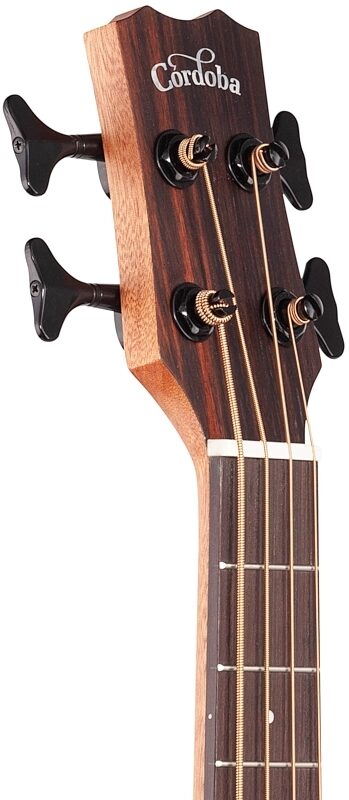 Cordoba Mini II EB-E Acoustic-Electric Bass, Ebony, Blemished, Headstock Left Front