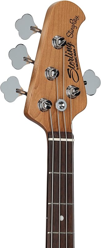 Sterling by Music Man StingRay Ray34HH Electric Bass (with Gig Bag), Charcoal Frost, Headstock Left Front