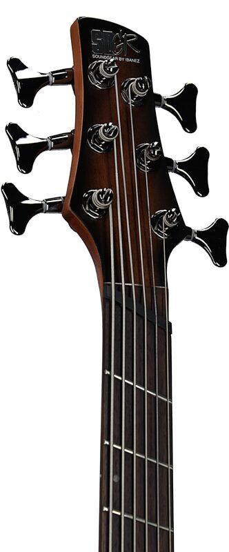 Ibanez SRC6MS Bass Workshop Electric Bass, 6-String, Crossover Black, Headstock Left Front