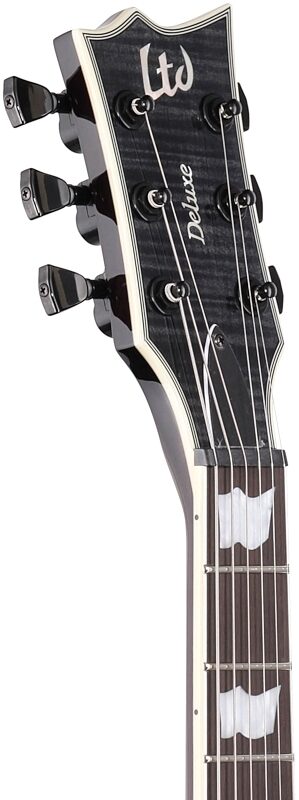 ESP LTD EC-1000ETFM Electric Guitar, See Thru Black, Headstock Left Front