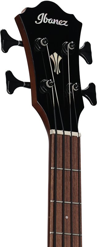 Ibanez AEGB24E Acoustic-Electric Bass, Black High Gloss, Headstock Left Front