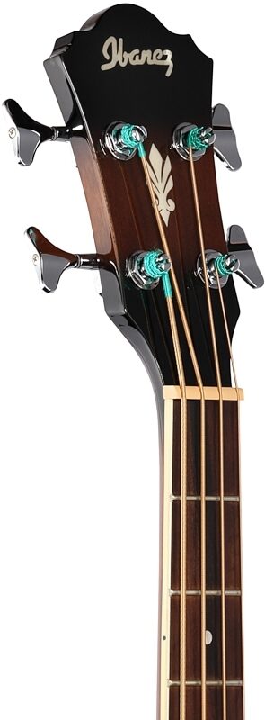 Ibanez AEB10E Acoustic-Electric Bass, Dark Violin Sunburst, Headstock Left Front