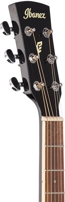 Ibanez PF15ECE Dreadnought Acoustic-Electric Guitar, Black, Headstock Left Front