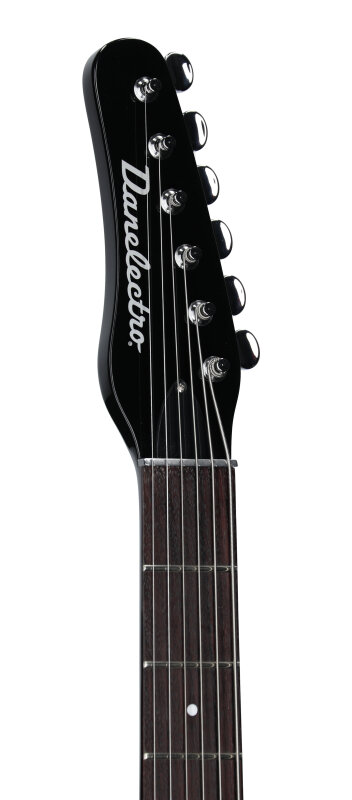 Danelectro 56 Baritone Electric Guitar, Left-Handed, Black, Headstock Left Front