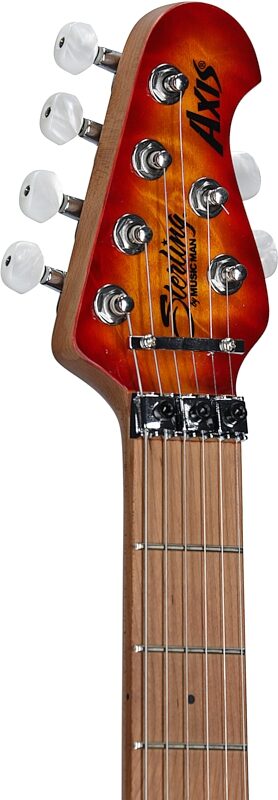 Sterling by Music Man Axis AX50QM Electric Guitar, Lava Burst, Headstock Left Front