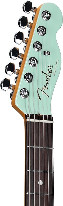 Fender American Ultra Luxe Telecaster Electric Guitar (with Case), Transparent Surf Green, Headstock Left Front