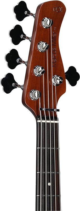 Sire Marcus Miller P5R Electric Bass, 5-String, Tobacco Sunburst, Headstock Left Front
