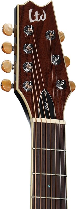 ESP LTD TL-7 Thinline Acoustic-Electric Guitar, 7-String, Black, Headstock Left Front
