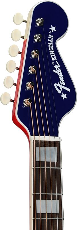 Fender Buck Owens Kingman Acoustic-Electric Guitar (with Case), Red White and Blue, Headstock Left Front