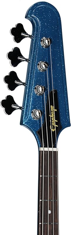 Epiphone Exclusive Thunderbird '64 Electric Bass Guitar (with Gig Bag), Blue Sparkle, Headstock Left Front