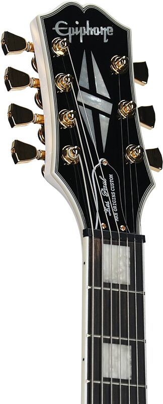 Epiphone Matt Heafy Les Paul Custom Origins Electric Guitar, 7-String (with Case), Bone White, Headstock Left Front