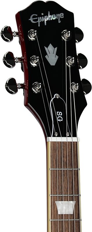 Epiphone Inspired by Gibson SG Standard Electric Guitar, Left-Handed (with Gig Bag), Cherry, Headstock Left Front