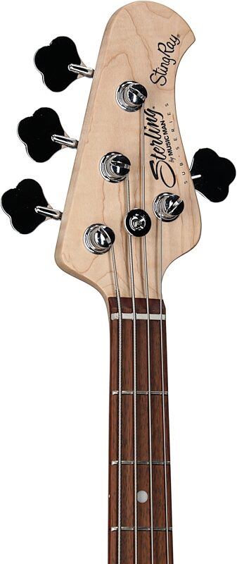 Sterling by Music Man StingRay Electric Bass, Pueblo Pink, Headstock Left Front