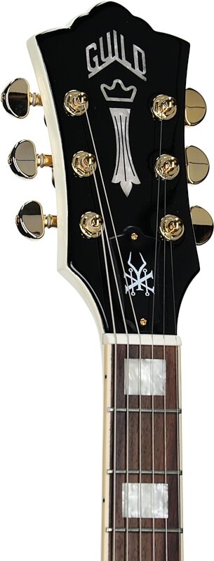 Guild S-100 Polara Kim Thayil Signature Electric Guitar, Vintage White, Headstock Left Front