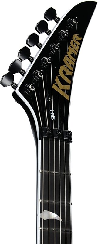 Kramer SM-1 Figured Floyd Rose Electric Guitar, Black Denim, Headstock Left Front