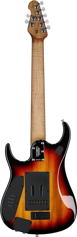 Ernie Ball Music Man John Petrucci JP15 7 Electric Guitar (with Case), Tiger Eye Flame, Serial Number K00774, Full Straight Back