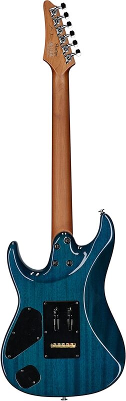 Ibanez MMN-1 Martin Miller Electric Guitar (with Case), Transparent Aqua Blue, Serial Number 210001F2409573, Full Straight Back