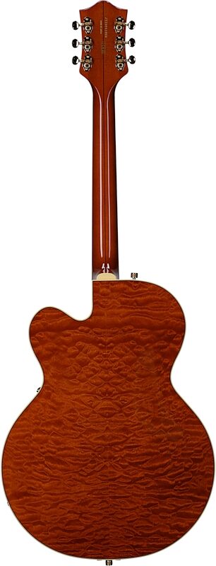 Gretsch G6120TGQM-56 Limited Edition Quilt Classic Hollow Body Electric Guitar (with Case), Roundup Orange Stain Lacquer, Serial Number JT24041009, Full Straight Back