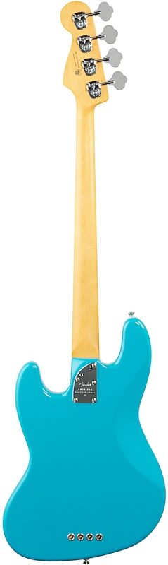 Fender American Professional II Jazz Bass, Rosewood Fingerboard (with Case), Miami Blue, USED, Blemished, Full Straight Back