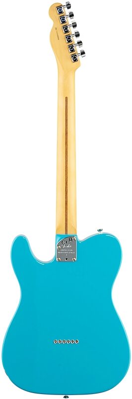 Fender American Professional II Telecaster Electric Guitar, Maple Fingerboard (with Case), Miami Blue, Full Straight Back