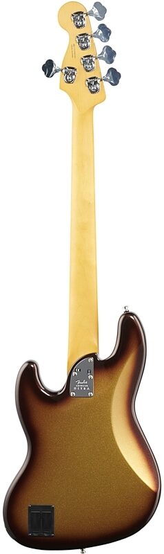 Fender American Ultra Jazz V Electric Bass, 5-String, Rosewood Fingerboard (with Case), Mocha Burst, Full Straight Back