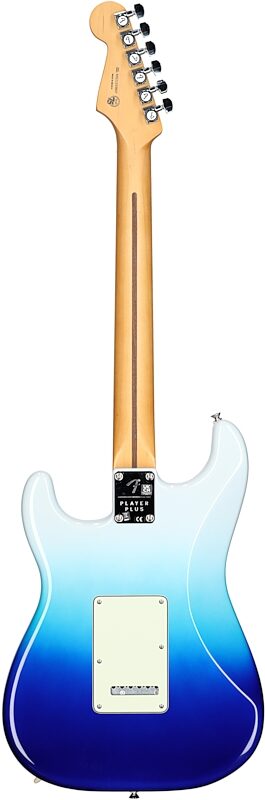 Fender Player Plus Stratocaster HSS Electric Guitar, Pau Ferro Fingerboard (with Gig Bag), Belair Blue, Full Straight Back