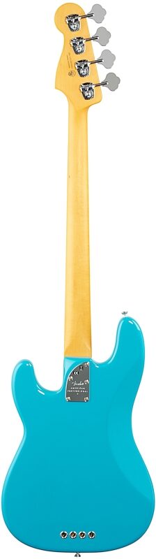 Fender American Pro II Precision Electric Bass, Maple Fingerboard (with Case), Miami Blue, Full Straight Back