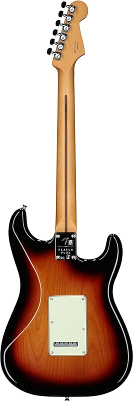 Fender Player Plus Stratocaster Electric Guitar, Left Handed (with Gig Bag), 3-Color Sunburst, Full Straight Back