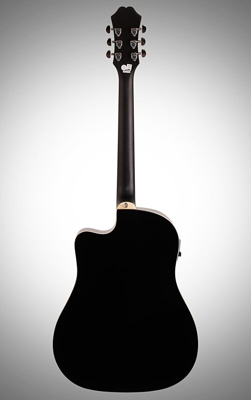 Epiphone J-45 EC Studio Acoustic-Electric Guitar, Ebony, Full Straight Back