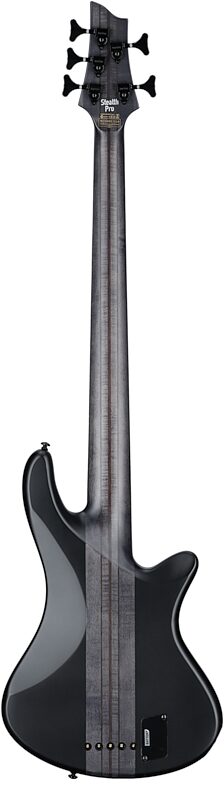 Schecter Stiletto Stealth-5 Pro Electric Bass, Left-Handed, Satin Black, Full Straight Back