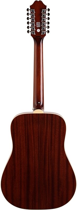 Epiphone DR-212 12-String Acoustic Guitar, Natural, Full Straight Back