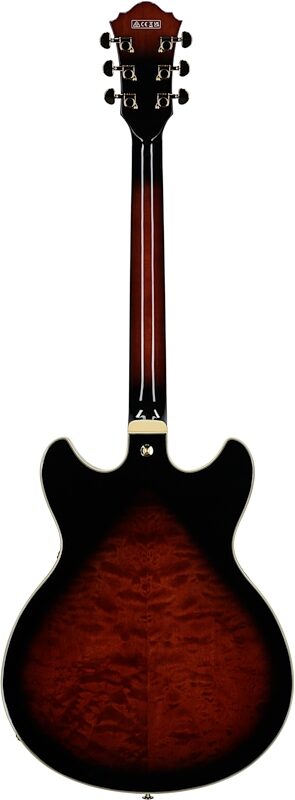Ibanez AS93QMSP Artcore Electric Guitar, Dark Brown Sunburst, Full Straight Back