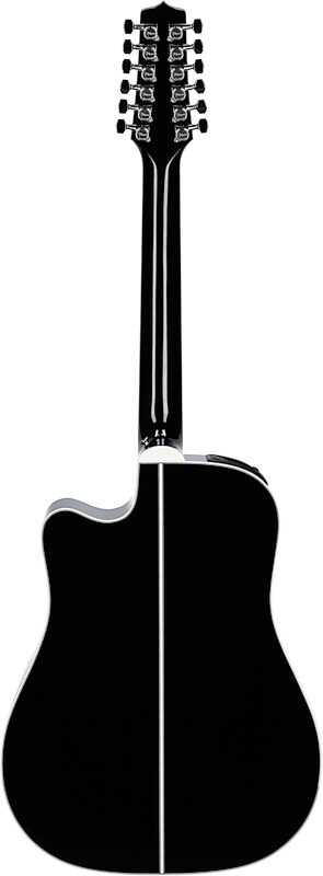 Takamine EF381SC 12-String Dreadnought Cutaway Acoustic-Electric Guitar (with Case), Gloss Black, Blemished, Full Straight Back