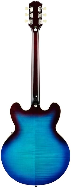 Epiphone ES-335 Figured Semi-Hollowbody Electric Guitar, Blueberry Burst, Full Straight Back
