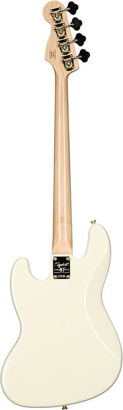 Squier 40th Anniversary Jazz Gold Edition Electric Bass, with Laurel Fingerboard, Olympic White, Full Straight Back