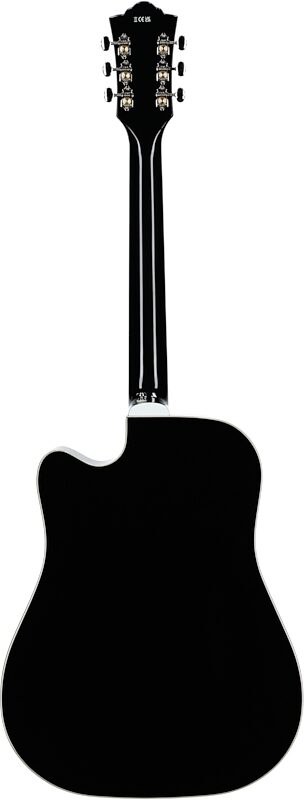 Guild D-140CE Dreadnought Acoustic-Electric Guitar (with Gig Bag), Black, Full Straight Back