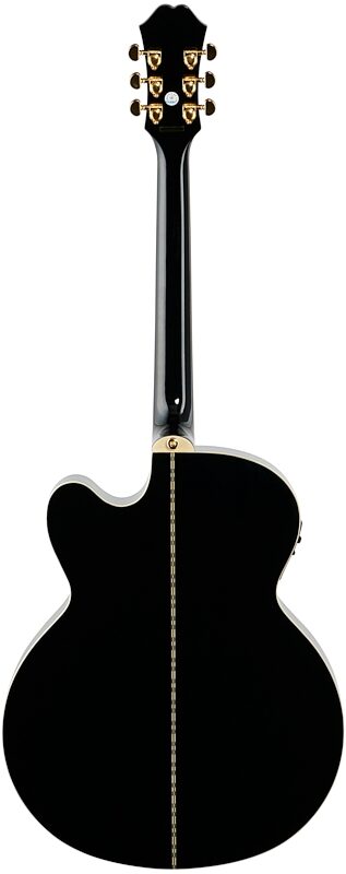 Epiphone J-200 EC Studio Acoustic-Electric Guitar, Black, Full Straight Back