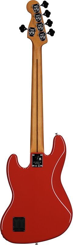 Fender Player Plus V Jazz Electric Bass, Maple Fingerboard (with Gig Bag), Fiesta Red, Full Straight Back