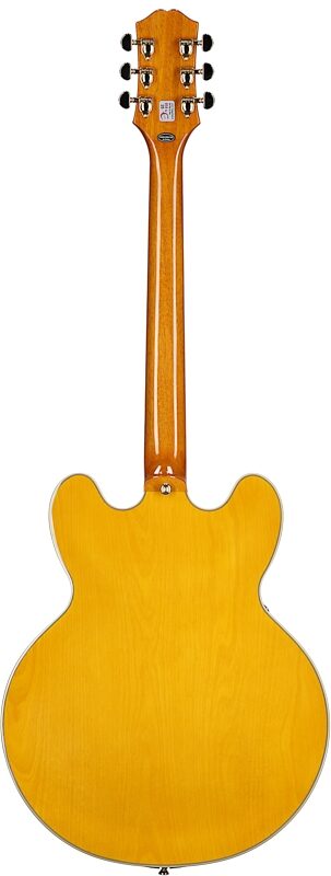 Epiphone Sheraton Semi-Hollow Body Electric Guitar, Left-Handed (with Gig Bag), Natural, Full Straight Back