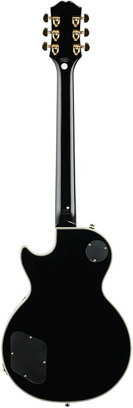Epiphone Les Paul Custom Electric Guitar, Ebony, with Gold Hardware, Full Straight Back