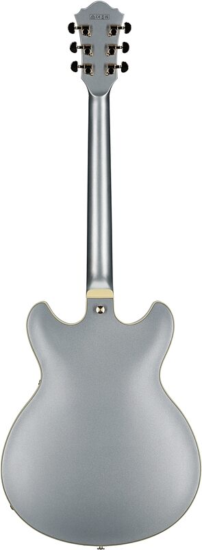 Ibanez AS73G Artcore Semi-Hollowbody Electric Guitar, Moonstone Silver Flat, Full Straight Back