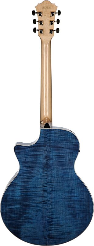 Ibanez AE390 Acoustic-Electric Guitar, Natural Top Aqua Blue, Full Straight Back