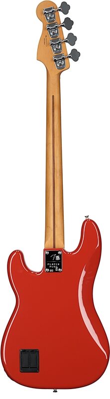 Fender Player Plus Precision Electric Bass, Maple Fingerboard (with Gig Bag), Fiesta Red, Full Straight Back