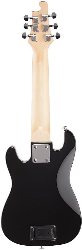 Vorson S-Style Guitarlele Travel Electric Guitar (with Gig Bag), Black, Full Straight Back