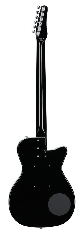 Danelectro 56 Baritone Electric Guitar, Left-Handed, Black, Full Straight Back