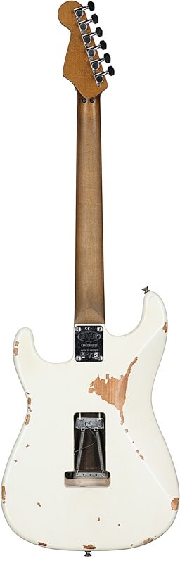 EVH Eddie Van Halen Frankenstein Relic Series Electric Guitar (with Gig Bag), White, Full Straight Back